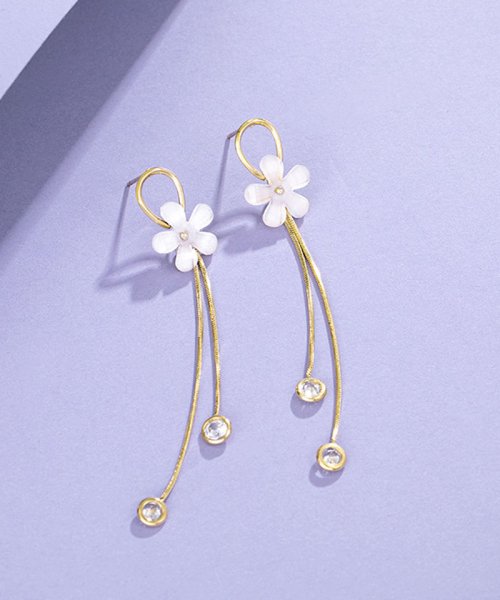 セール ピアス レディース 揺れる ロングピアス 花 イヤリング バックキャッチ 卒園 卒業 シルバー ショッピングゴー Shoppinggo Magaseek