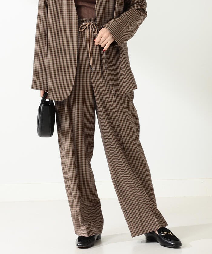 50%OFF！＜マガシーク＞ ビームス ウィメン ●Demi−Luxe BEAMS / チェック ドロストパンツ レディース BROWN_CHECK 38 BEAMS WOMEN】 セール開催中】