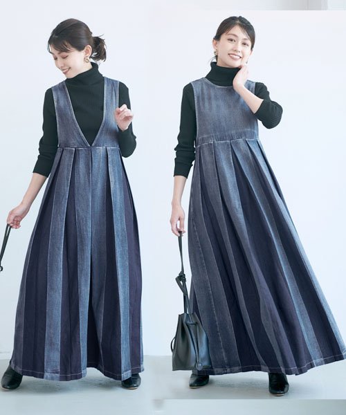 前後2way ウエストプリーツデニムワンピース コカ Coca Magaseek 前後2way ウエストプリーツデニムワンピース コカ Coca Magaseek