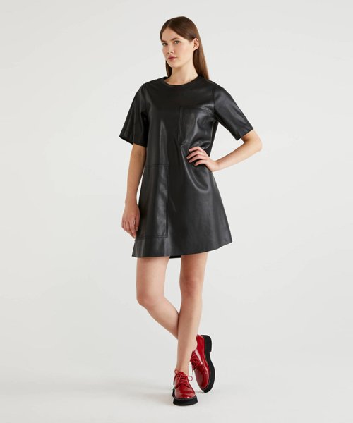 フェイクレザーポケットポイントワンピース ベネトン レディース Benetton Women Magaseek