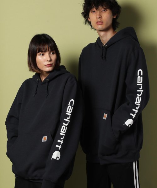 Carhartt(カーハート)/【Carhartt カーハート】スリーブロゴパーカー/ブラック