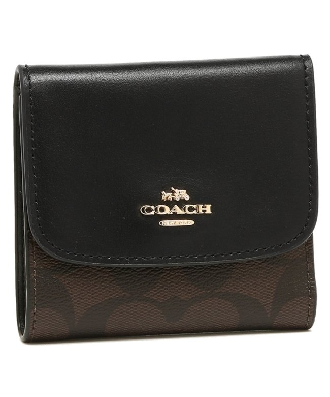 コーチ 三つ折り財布 レディース アウトレット Coach F875 Imaa8 ブラウン ブラック コーチ Coach Magaseek