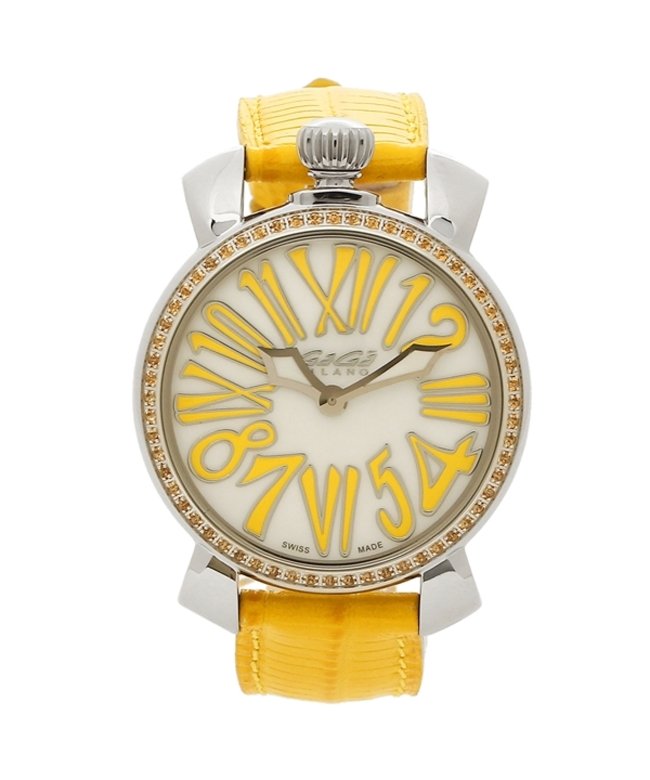 ガガミラノ 腕時計 メンズ レディース Gaga Milano 6025 06 ホワイトパール イエロー シルバー ガガミラノ Gaga Milano Magaseek