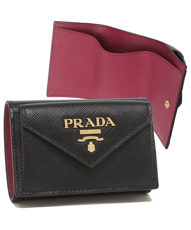 プラダ 折財布 レディース PRADA 1MH021 ZLP F061H ブラック ピンク