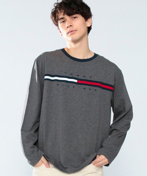 TOMMY HILFIGER(トミーヒルフィガー)/トミーヒルフィガー ロゴ ロング Tシャツ / TINO TEE L/S/グレー