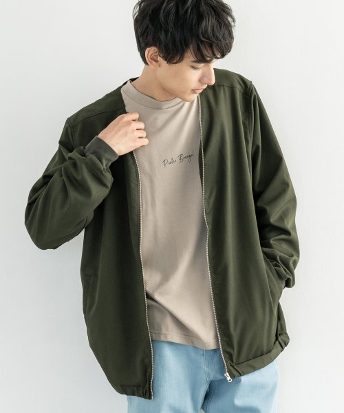 ノーカラージャケット メンズ レディース ライトアウター カーディガン ブルゾン Vネック ジップアップ ストレッチ きれいめ 春 秋 9645 ロッキーモンロー Rocky Monroe Magaseek