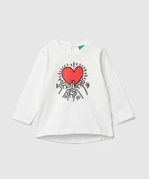 BENETTON (UNITED COLORS OF BENETTON GIRLS)(ユナイテッド　カラーズ　オブ　ベネトン　ガールズ)/【キース・ヘリングコラボ】プリント長袖Tシャツ・カットソー/ホワイト