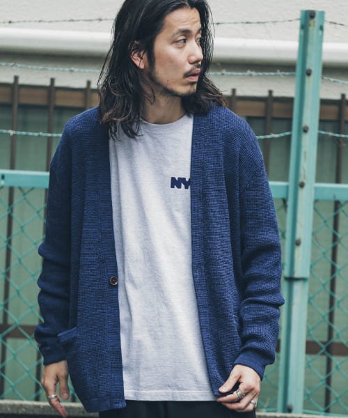  アーバンリサーチサニーレーベル ワッフル1ボタンカーディガン メンズ ミックスネイビー M URBAN RESEARCH Sonny Label】