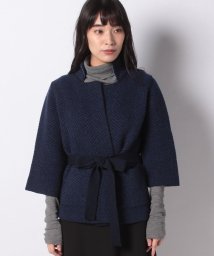 BENETTON (women)(ベネトン（レディース）)/ウールジャガード編みリバーシブルニットコート/ブルー