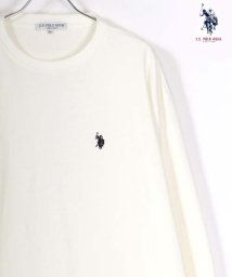 LAZAR(ラザル)/【Lazar】U.S. POLO ASSN./ユーエスポロアッスン 【別注】 ビッグシルエット ロゴ 刺繍 ワンポイント ロングスリーブTシャツ/ホワイト