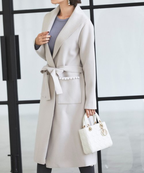 ウエストりぼん付きポケットパール装飾ダブルフェイスコーディガン トッコクローゼットリュクス Tocco Closet Luxe Magaseek