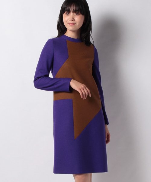 セール ウールミルド バイカラーストレートラインワンピース ピエール カルダン Pierre Cardin Magaseek
