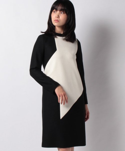 セール ウールミルド バイカラーストレートラインワンピース ピエール カルダン Pierre Cardin Magaseek