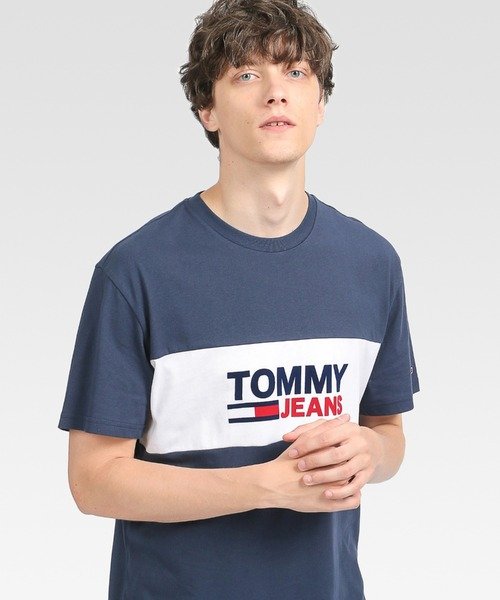 TOMMY JEANS(トミージーンズ)/カラーブロックTシャツ/ネイビー 
