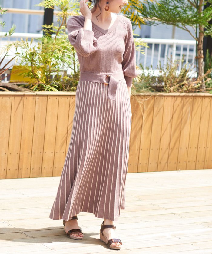 セール ニットプリーツワンピース オリーブデオリーブ Olive Des Olive Magaseek