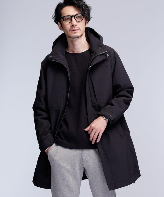 ナノユニバース　西川ダウン　メンズ　L ダウンコート　ダウンジャケット　新品 ナノ・ユニバース「西川ダウン」メンズ新作 - フード付き