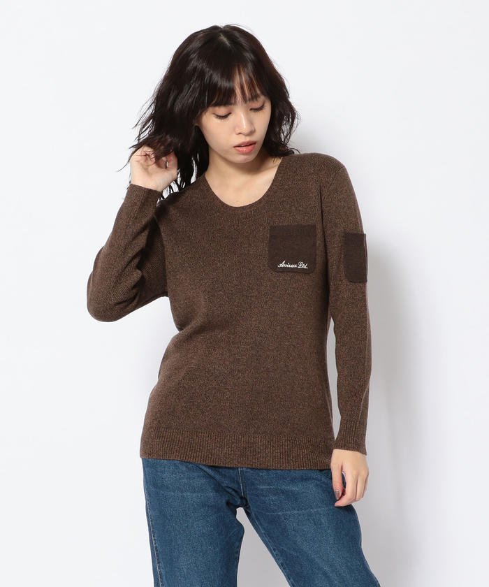 ＜マガシーク＞ アヴィレックス ウォッシャブルファティーグニット/WASHABLE FATIGUE KNIT レディース BROWN M AVIREX】