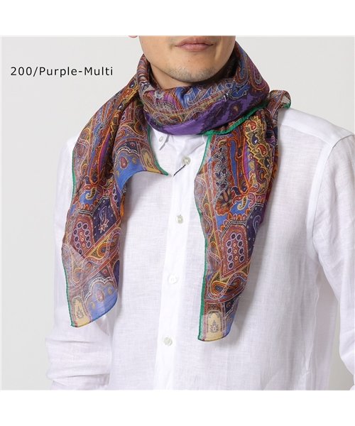 ETRO(エトロ)/【ETRO(エトロ)】10660 5010 SCIARPA CALCUTTA 44×138 SCARF ペイズリー柄 マフラー スカーフ ストール メンズ/パープルマルチ