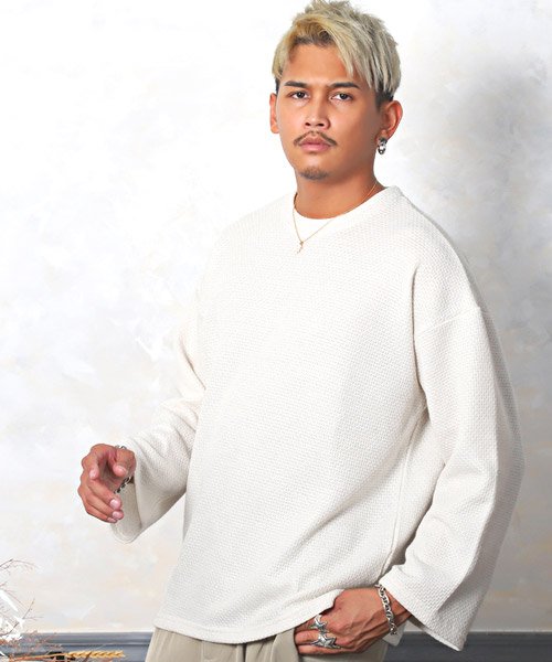 セール 鹿の子編みクルーネックbigニットソー ニットソー メンズ セーター 長袖 クルーネック Bitter ビター系 秋 冬 ラグスタイル Luxstyle Magaseek