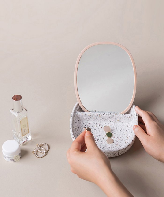 セール ミラー付きアクセサリートレイ 人工大理石 可愛いインテリア Aimoha アイモハ Aimoha Magaseek