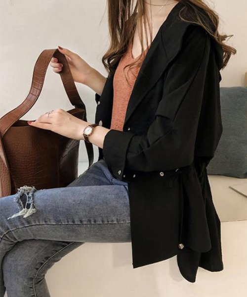 セール ジャケット風 カーディガン レディース ウエストマーク ゆったり シャツブラウス 薄手長袖 上着 ライトアウター 春秋 ミニミニストア Miniministore Magaseek