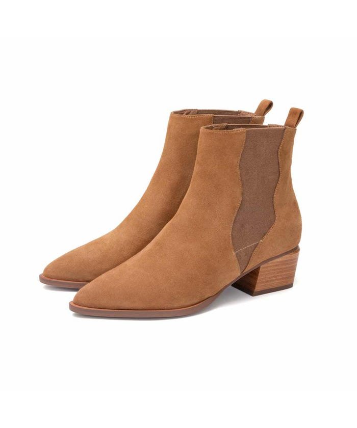 セール リサ ビッキー Lisa Vicky 羊革 ポインテッド ショートブーツ ブラウンスウェード ヒール高さ4 7cm ブラウンスウェード リサ ビッキー Lisa Vicky Magaseek