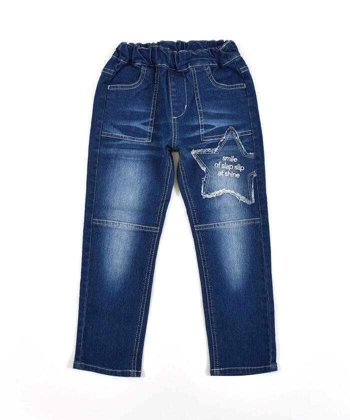 セール 星 パッチ ブランドロゴ デニム パンツ 80cm 130cm スラップスリップ Slap Slip Magaseek