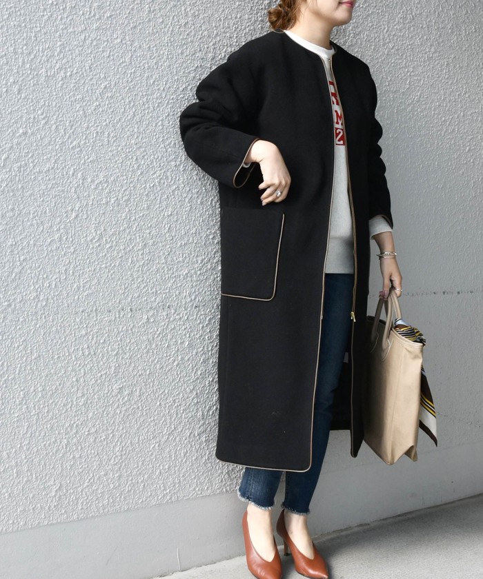 ships シップス ノーカラーロングコート