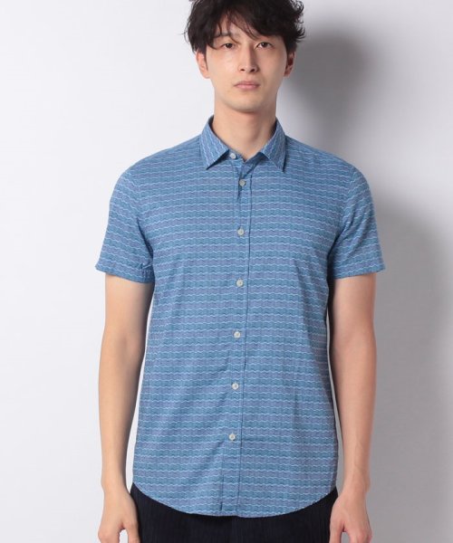 BENETTON (mens)(ベネトン（メンズ）)/コットン総柄半袖シャツ/ブルー