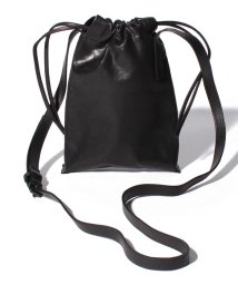 PATRICK STEPHAN(パトリックステファン)/Leather cell phone bag 'drawstring'/ブラック