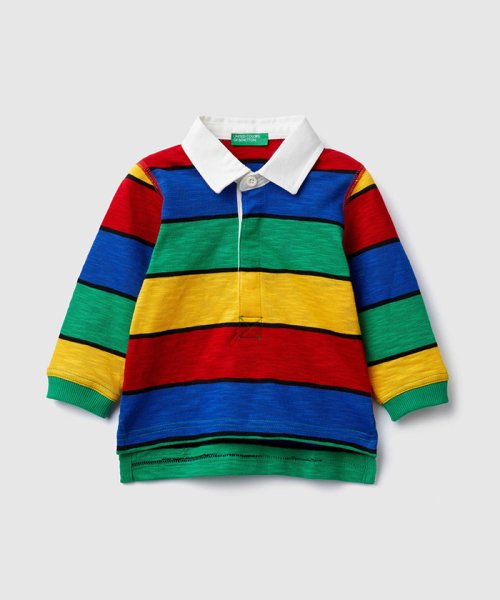 BENETTON (UNITED COLORS OF BENETTON BOYS)(ユナイテッド　カラーズ　オブ　ベネトン　ボーイズ)/マルチボーダーラガーシャツ/レインボー