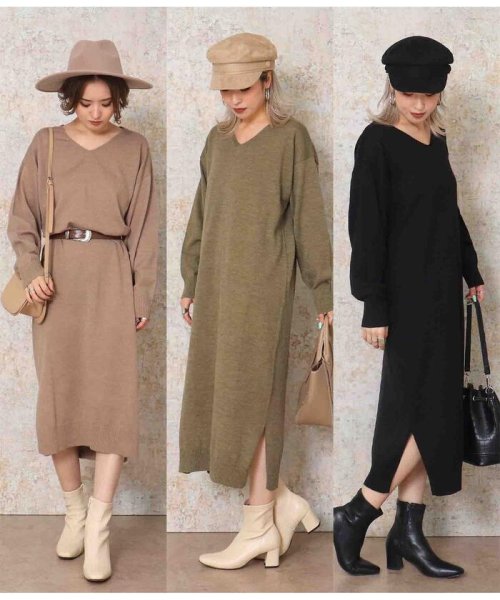 セール 60 Off ウールタッチvネックワンピース アナップ Anap Magaseek