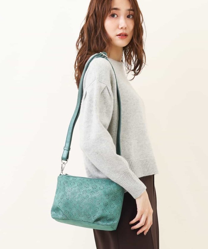 10%OFF！＜マガシーク＞ エムケーミッシェルクランバッグ パンチングレザーバッグ レディース グリーン F MK MICHEL KLEIN BAG】 タイムセール開催中】