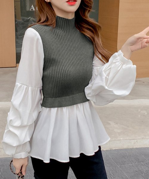 セール ドッキング ニットブラウス レディース レイヤードニットソー 重ね着風 裾フリル シャツブラウス ボリュームスリーブ ミニミニストア Miniministore Magaseek セール ドッキング ニットブラウス レディース レイヤードニットソー 重ね着風 裾フリル シャツブラウス ボリュームスリーブ ミニミニストア Miniministore Magaseek