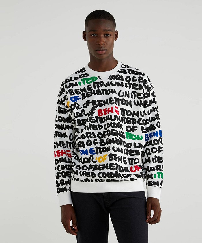 セール 総柄プリントスウェットトップス ベネトン メンズ Benetton Mens Magaseek