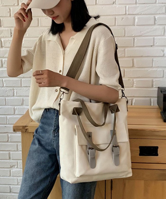 セール トートバッグ レディース 斜めがけ ショルダーバッグ シンプル キャンパス ナチュラル 通勤通学 便利 大容量 ミニミニストア Miniministore Magaseek