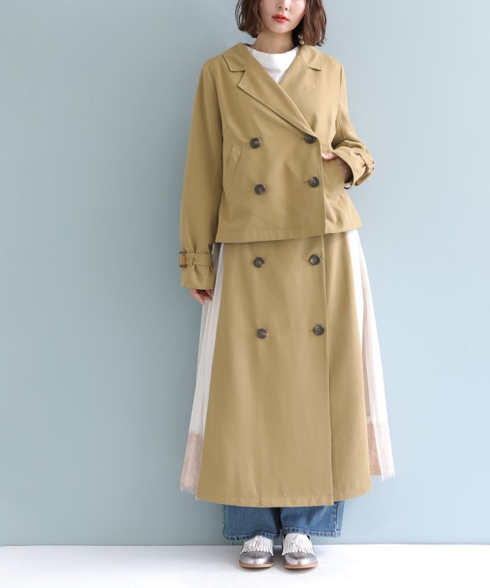 プリーツレース3wayトレンチコート オシャレウォーカー Osharewalker Magaseek