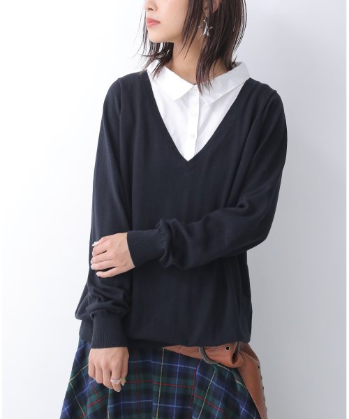 フェイクレイヤードシャツニット オシャレウォーカー Osharewalker Magaseek