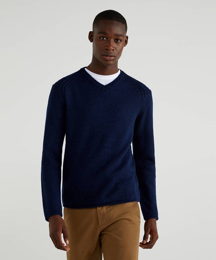 セール 59 Off ウール混vネックニット セーター ベネトン メンズ Benetton Mens Magaseek