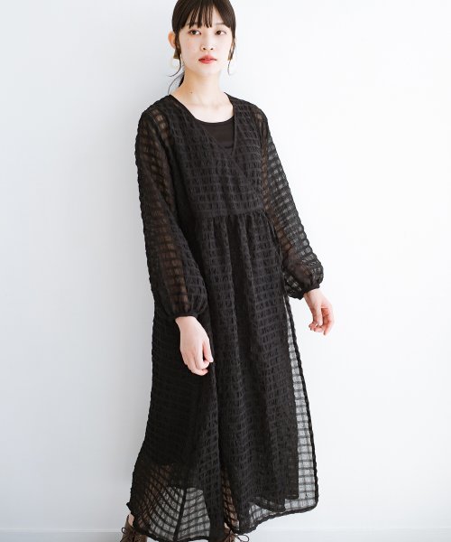 羽織としても便利 シアー素材で女っぽいかわいいカシュクールワンピース インナーセット ハコ Haco Magaseek