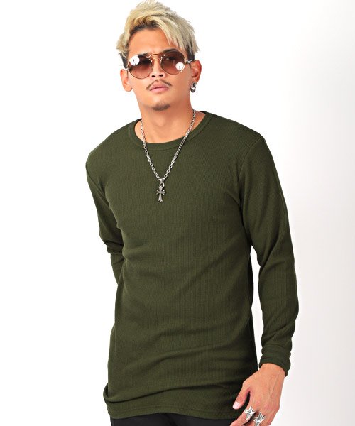 セール ワッフルトールロンt ロンt メンズ 長袖tシャツ ワッフル ロング丈 ラグスタイル Luxstyle Magaseek