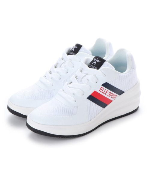 エル スポーツ Ellesport かわいい 軽量レースアップ ヒールスニーカー Esp ホワイト エル スポーツ Ellesport Magaseek