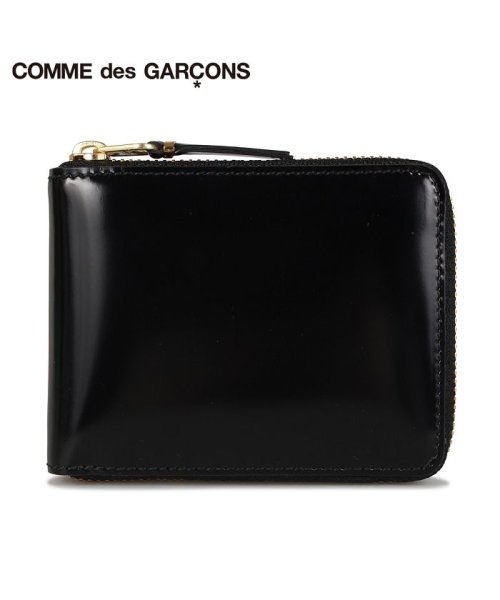 COMME des GARCONS(コムデギャルソン)/コムデギャルソン COMME des GARCONS 財布 二つ折り メンズ レディース ラウンドファスナー MIRROR INSIDE WALLET ブラック/ゴールド