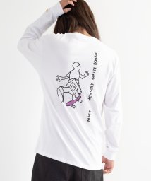 Rocky Monroe(ロッキーモンロー)/Mark Gonzales マークゴンザレス ロンT メンズ レディース Tシャツ カットソー 長袖 オーバーサイズ ドロップショルダー ビッグシルエット プリ/ホワイト