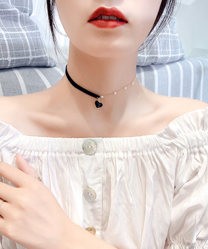 セール ネックレス レディース チョーカーネックレスハート チェーンネックレス フェイクパール アクセサリー ショッピングゴー Shoppinggo Magaseek