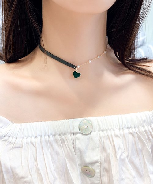 セール ネックレス レディース チョーカーネックレスハート チェーンネックレス フェイクパール アクセサリー ショッピングゴー Shoppinggo Magaseek