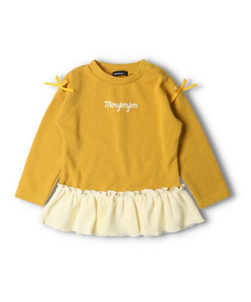 moujonjon(ムージョンジョン)/【子供服】 moujonjon (ムージョンジョン) 裾レースフリルロゴＴシャツ 80cm～140cm M52852/イエロー