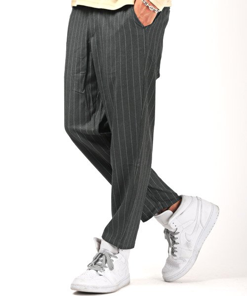セール ストライプストレッチテーパードパンツ テーパードパンツ ボトムス メンズ ストライプ アンクル丈 ビター系 Bitter ラグスタイル Luxstyle Magaseek