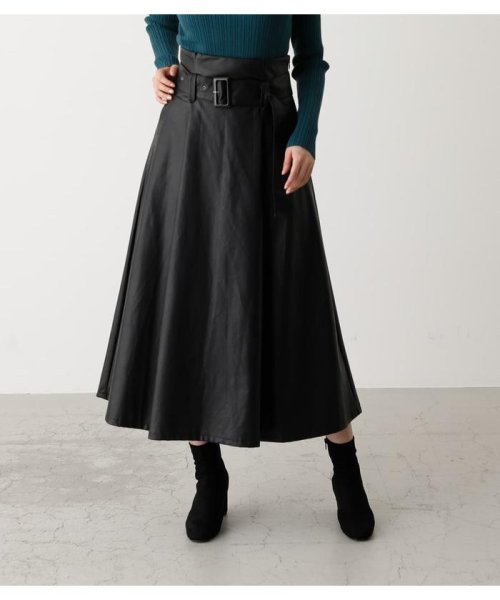 AZUL by moussy(アズールバイマウジー)/ECO LEATHER HI－WAIST SKIRT/BLK