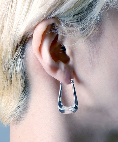 MAISON mou(メゾンムー)/【YArKA/ヤーカ】silver925 rectangle hoop pierce/角フープピアス シルバー925 /シルバー